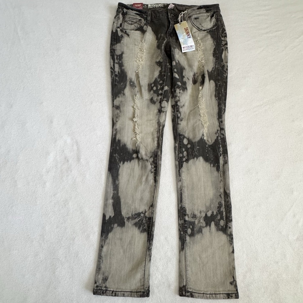 Mossimo Supply Co Skinny Jeans Womens 13 NWT Black Bleach Splatter Distressed